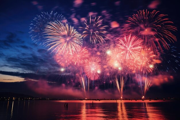 beautiful fireworks illuminating the dark sky vibrant bursts of color and light creating a dazzling spectacle