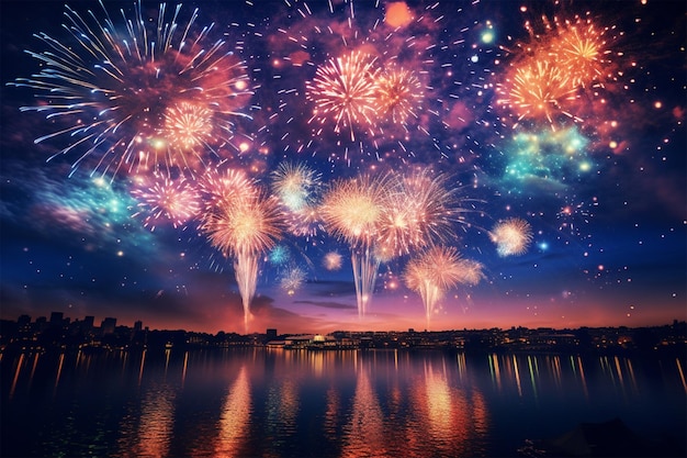 Beautiful fireworks in the night sky