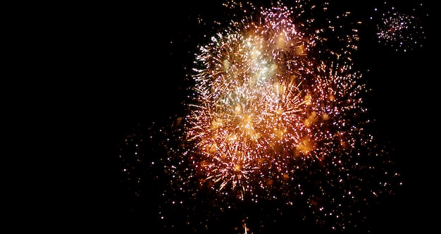 I bei fuochi d'artificio brillano in pieno nel cielo notturno