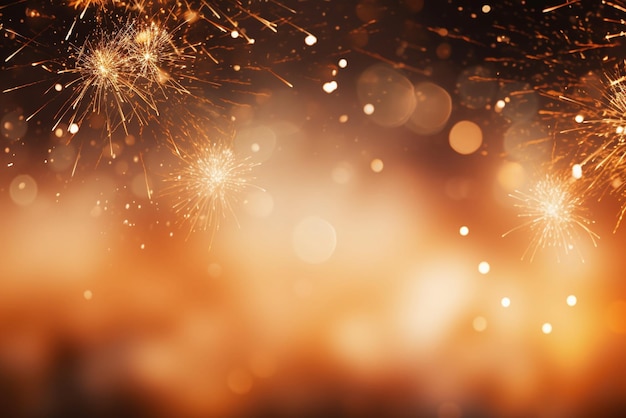 Beautiful fireworks with bokeh background