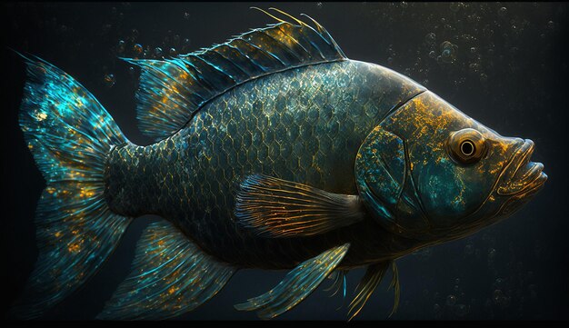 美しい魚のカラフルな本物の明るいガロンのイラスト画像 AI 生成アート