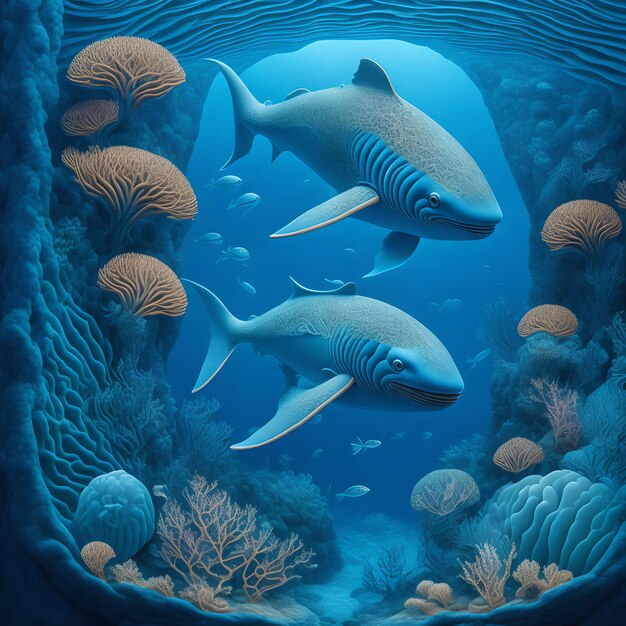 beautiful fish under water the clear blue ocean picture ai generative