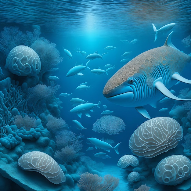 beautiful fish under water the clear blue ocean picture ai generative