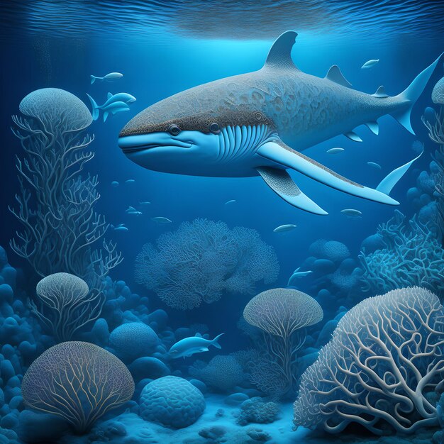 beautiful fish under water the clear blue ocean picture ai generative