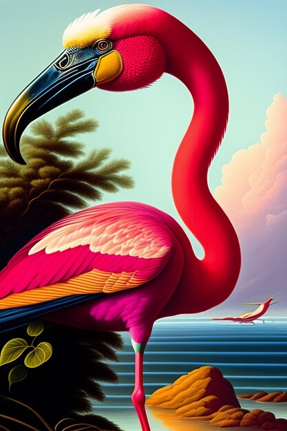 Foto bellissimo flamingo generato ai