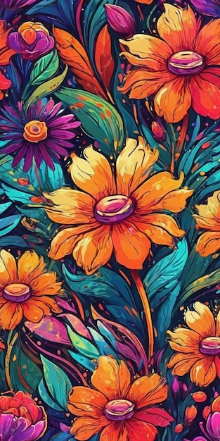 美しい花の背景とデイジー 水彩画