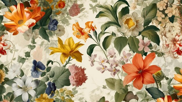 Premium AI Image | Beautiful floral background with flowers Watercolor ...