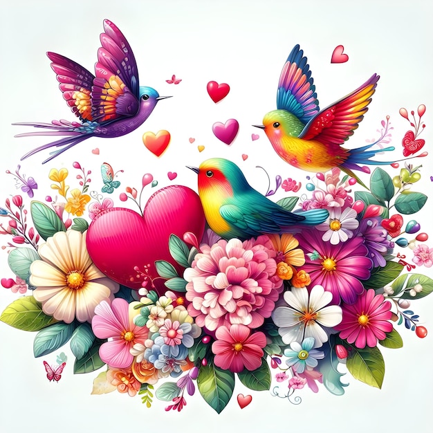 Beautiful floral background with heart and butterflies vector illustration for your design