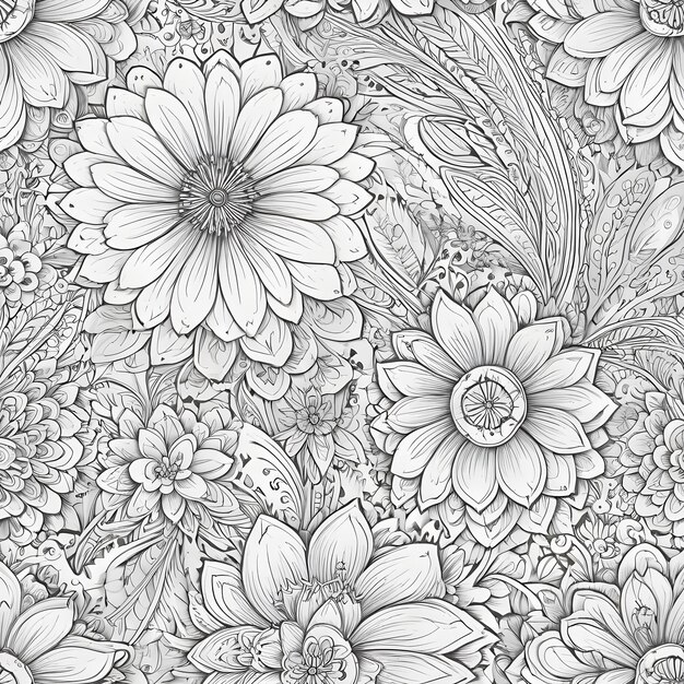 a beautiful floral design in black and white