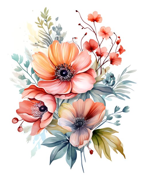 Photo beautiful floral design using a watercolor brush style