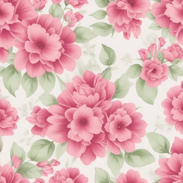 写真 生成されたプレミアム製品の美しい花柄の花のシームレスなパターンの背景