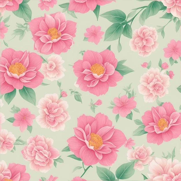 生成されたプレミアム製品の美しい花柄の花のシームレスなパターンの背景