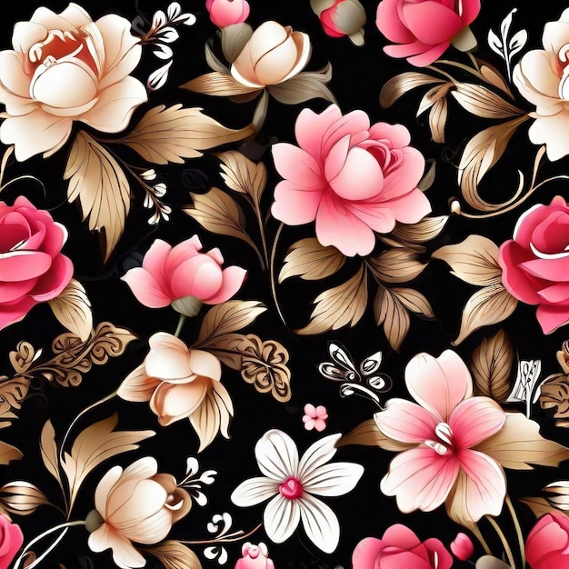 beautiful floral flower seamless pattern background for premium product ai generated