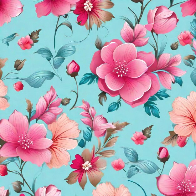 프리미엄 제품에 대한 아름다운 꽃 꽃의 원활한 패턴 배경 ai 생성