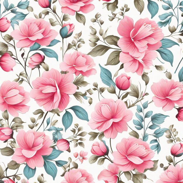 프리미엄 제품에 대한 아름다운 꽃 꽃의 원활한 패턴 배경 ai 생성