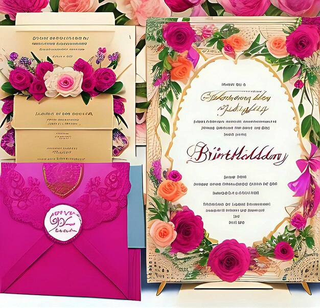 a beautiful floral invitation card