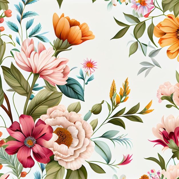 Beautiful floral pattern background with flowers Generative AI