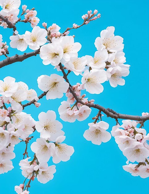 Beautiful floral spring abstract background of nature Branches of blossoming apricot AI generated