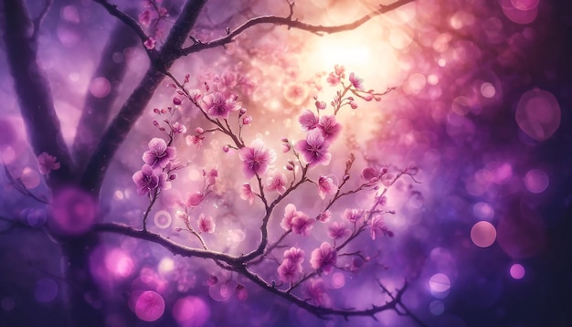 Photo beautiful floral spring abstract background of nature branches of blossoming cherry blossom