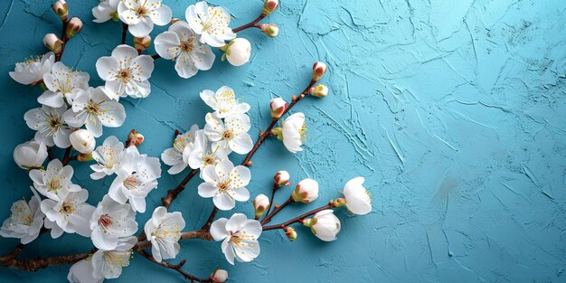 Beautiful floral spring abstract background with blooming flowers Spring branch with white cherry b