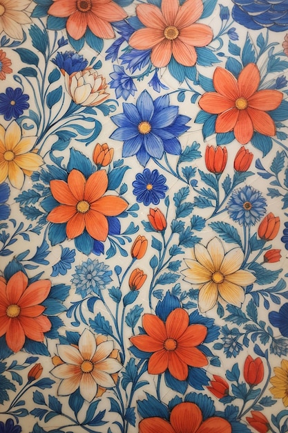 A beautiful floral tiles design AI generated art