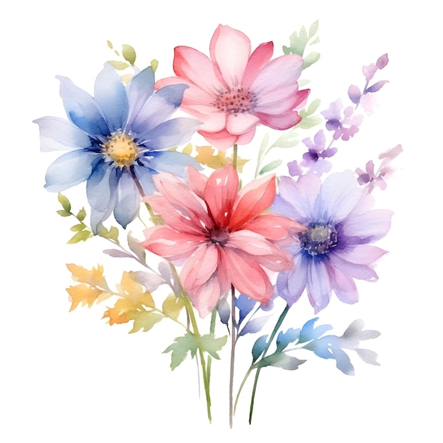 Beautiful floral watercolor bouquet illustration