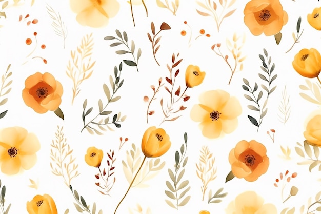 Beautiful Floral Watercolor Pattern Background