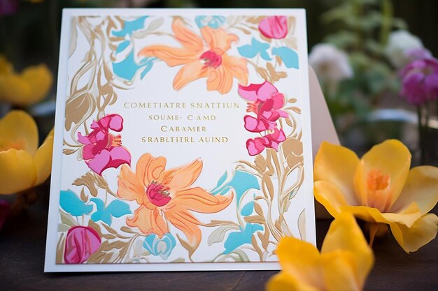 Photo beautiful floral wedding invitation