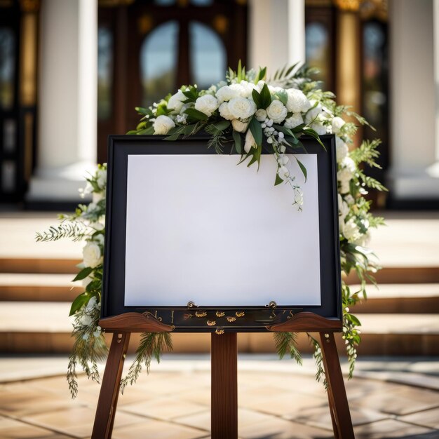 Photo beautiful floral wedding welcome signage