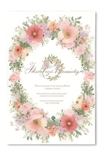 Фото Приглашение на свадьбу с красивым цветочным венком