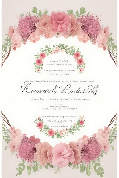 Beautiful Floral Wreath Wedding Invitation