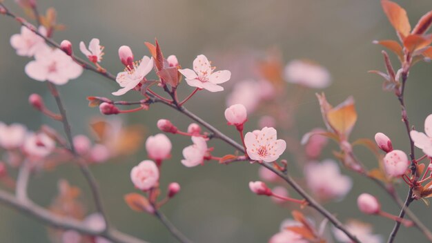 추상적인 흐릿한 배경에 아름다운 꽃 봄에 아름다운 밝은 분홍색 체리 꽃