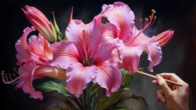 Beautiful flower acrylic painting ideas wallpaper image Ai generated art