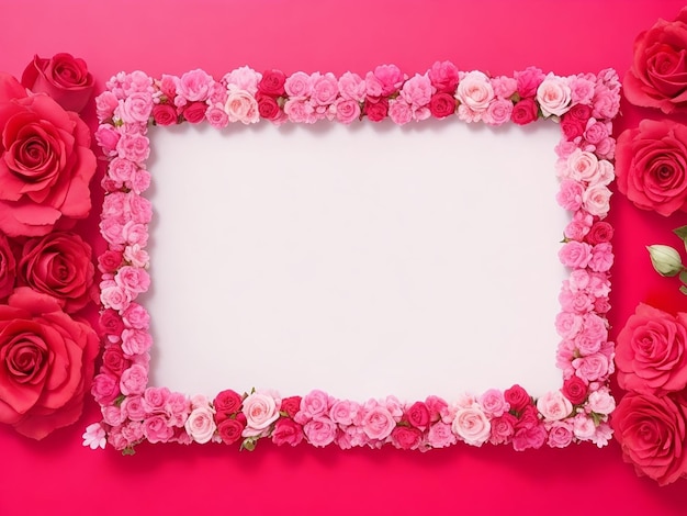 Beautiful flower Blank frame for text rose flowers background generated by AI