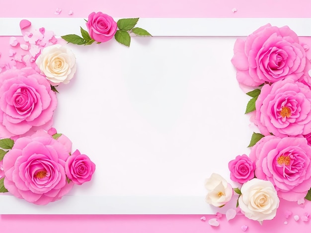 Beautiful flower Blank frame for text rose flowers background generated by AI