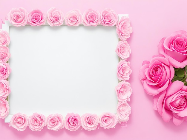 Beautiful flower Blank frame for text rose flowers background generated by AI