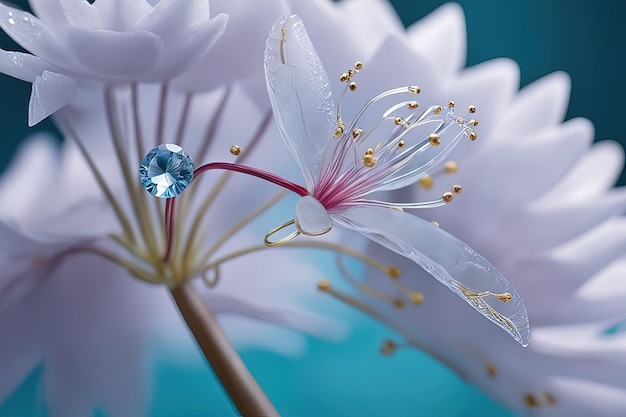 青色の背景に美しい花青色の背景に美しい花美しい植物のショット