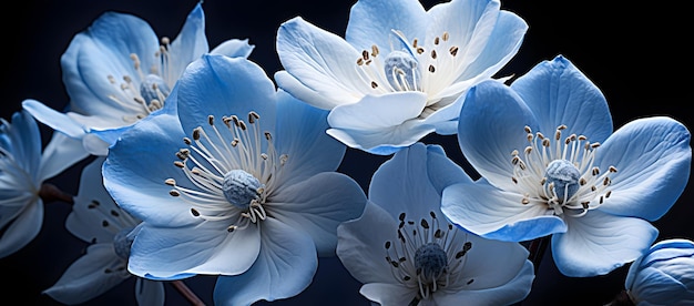 A beautiful flower captured in ultrahigh definition featuring a bold contrast between its white and blue hues