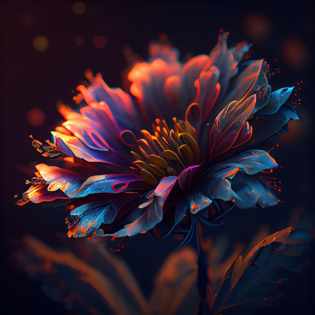 Beautiful flower on a dark background 3d rendering 3d illustration