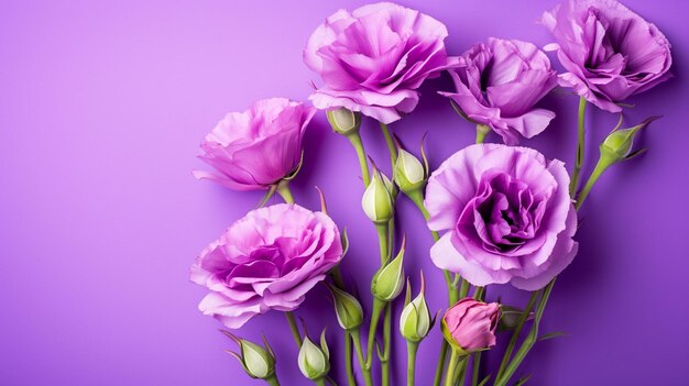 Beautiful flower of eustoma lisianthus purple background