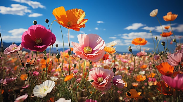 beautiful flower field scenery