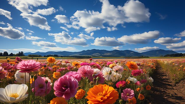 beautiful flower field scenery