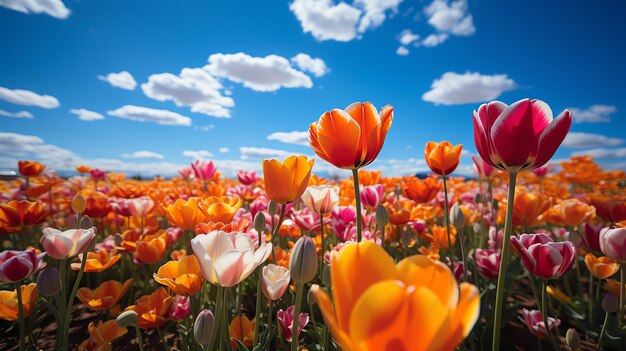 Beautiful flower field scenery