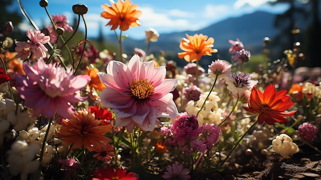 beautiful flower field scenery