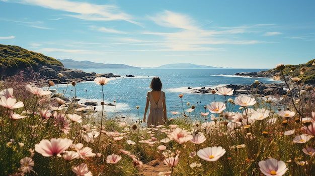 beautiful flower field scenery