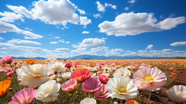 Beautiful flower field scenery