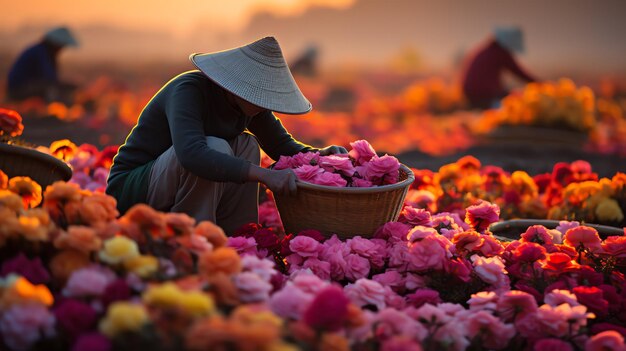 beautiful flower field scenery