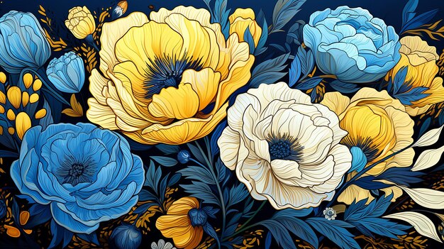 Beautiful flower illustrations in the style of van gogh