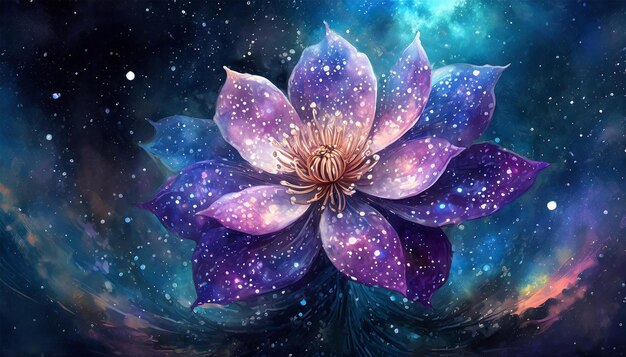 Photo beautiful flower made of galaxy stars