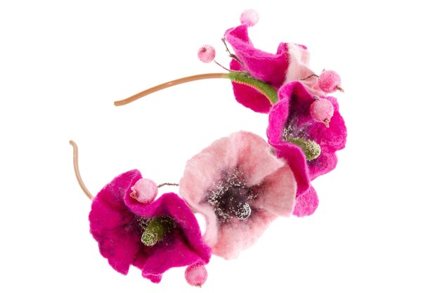 Beautiful flower Malva souvenir made of wool